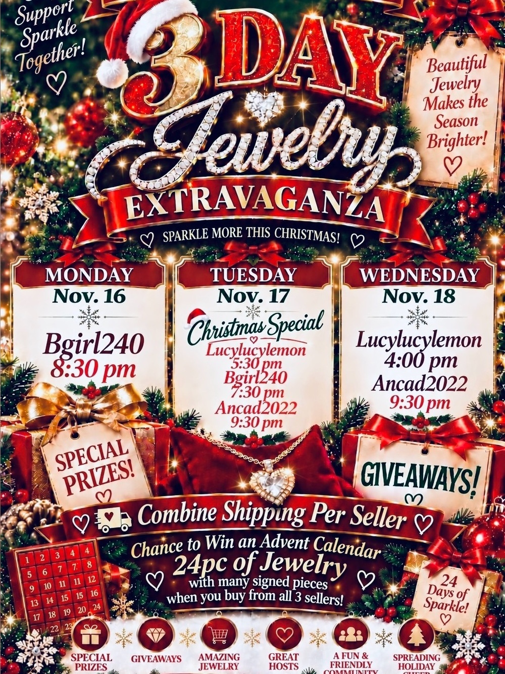 3 DayJewelry Extravaganza!!! Nov 16, 17, 18